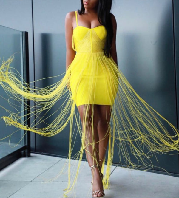 Long Tassel Bandage Dress