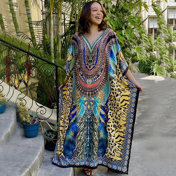 Jewel Tone Chiffon Kaftan