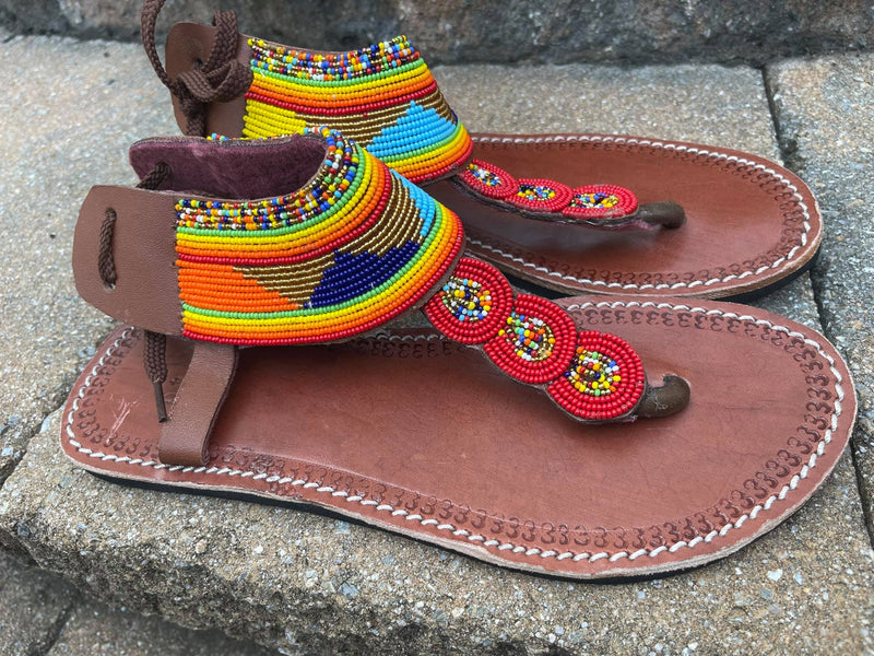 Masai Leather, Beaded Sandal - Xolani (to be at peace)