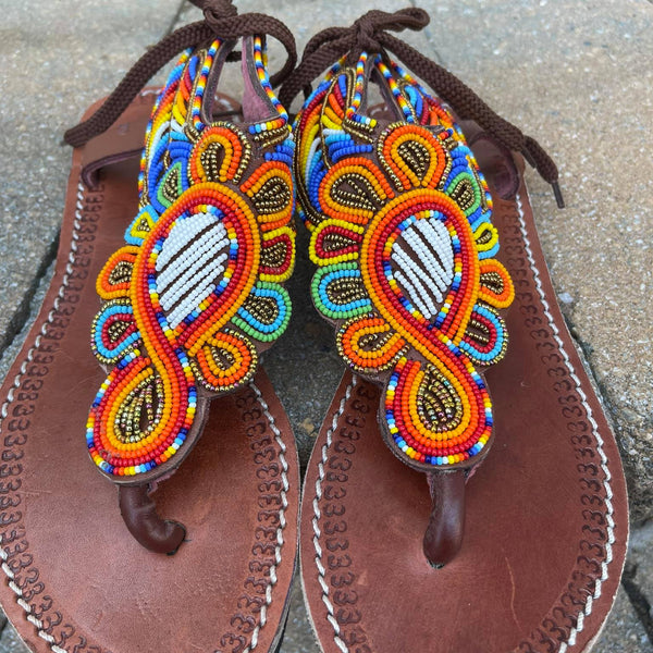 Ladies discount beaded sandals