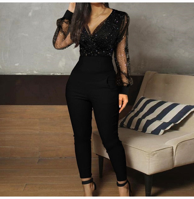 Sequins Mesh Jumpsuit