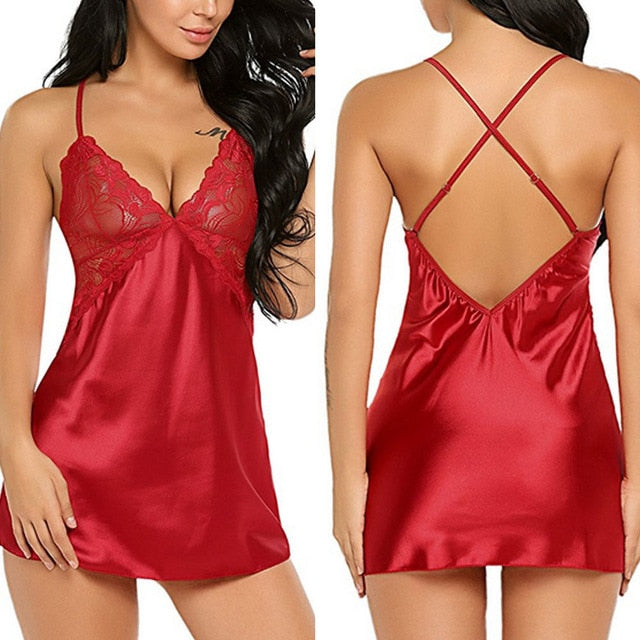 Backless Lace Satin Silk