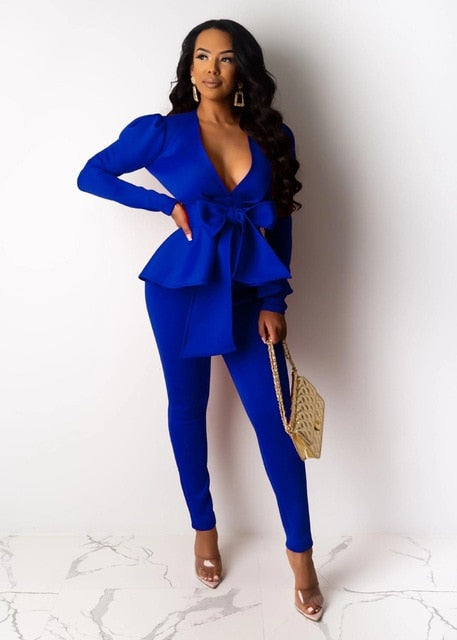 Ruffles & Bows Two Piece Pants Suit