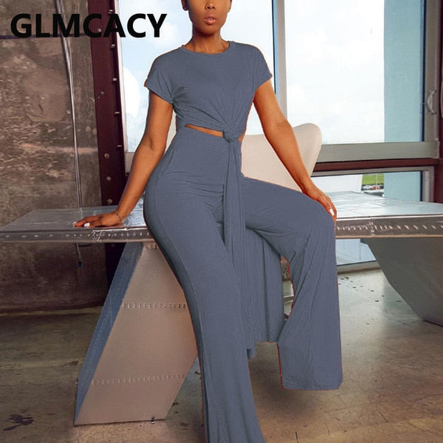 Two Piece Wide Leg Pants Set