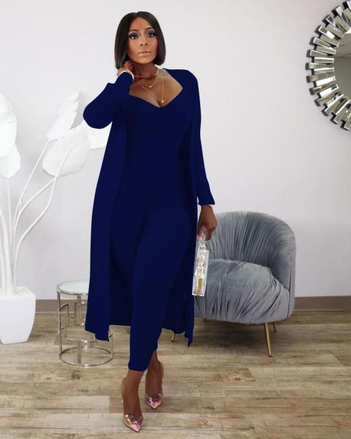 Long sleeve cardigan jumpsuit