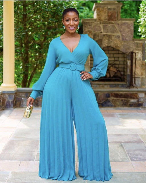 Long Sleeve Wide Leg Jumpsuit