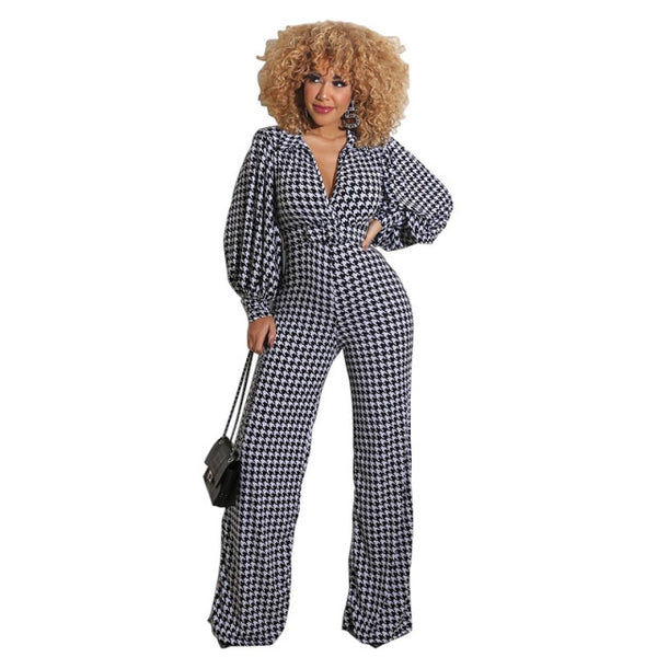 Puff-Sleeve Straight Trouser Jumpsuit